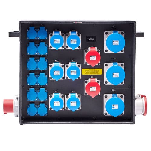 Distro Box 463 > 2x432 3x263 6x232 12xSchuko VA Meter RCD Looped